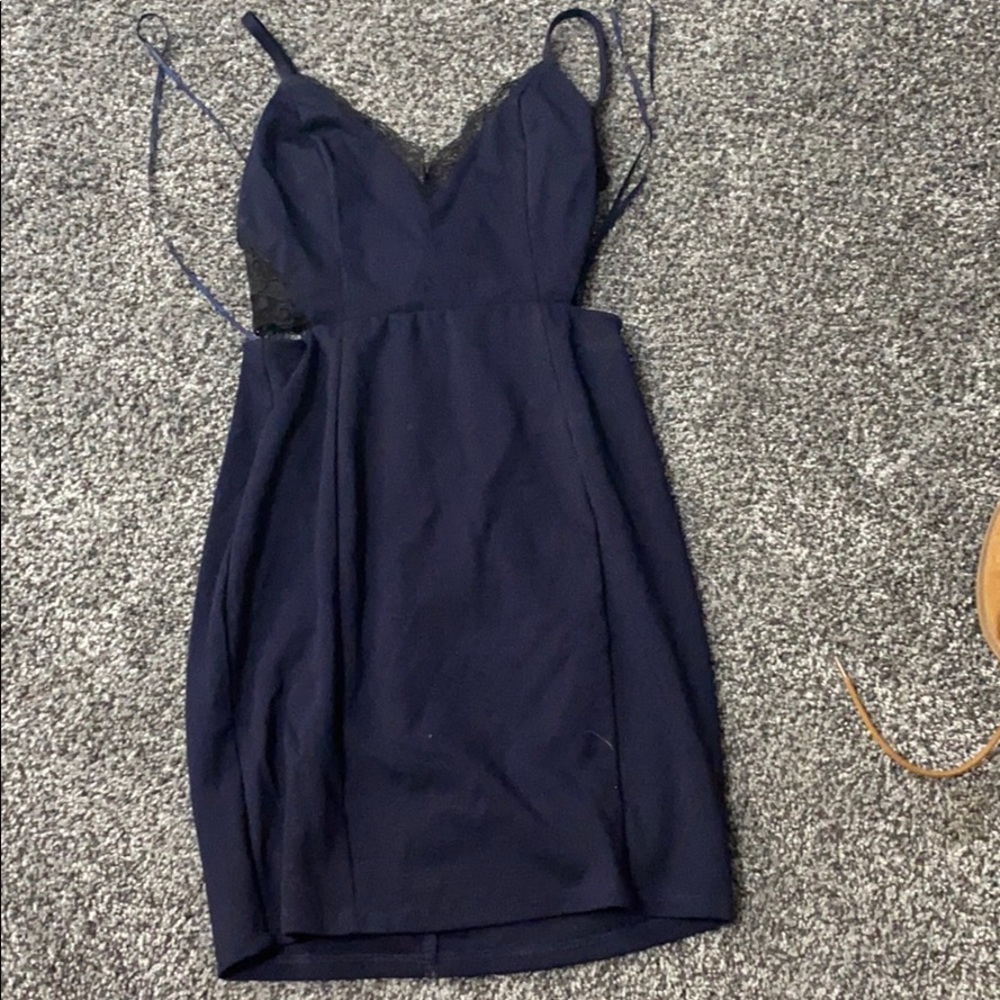Navy and black tight mini dress